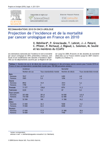 Projection de l`incidence et de la mortalité par cancer