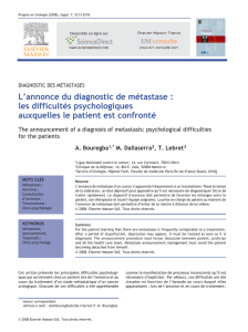 L`annonce du diagnostic de métastase : les difficultés