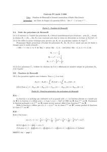 Centrale PC math I 1999 Titre : Nombres de Bernoulli et formule
