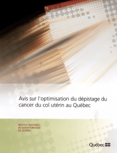 Avis sur l`optimisation du dépistage du cancer du col utérin