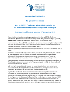 Communiqué de Maurice Tel que convenu lors de Vers la COP22