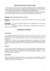 Ce travail sur l`étude du verbe a été réalisé par Mesdames Laurence