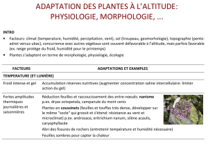 ADAPTATION DES PLANTES À L`ALTITUDE: PHYSIOLOGIE