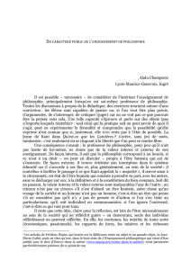 Du caractère public de l`enseignement de philosophie