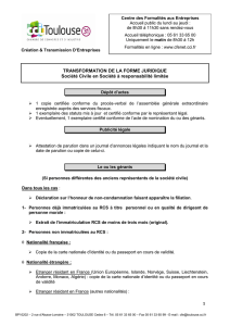 TRANSFORMATION DE LA FORME JURIDIQUE Société Civile en