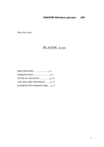 Litterature grecque antique : Platon, Lysis