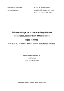 Prise en charge de la douleur des patientes césarisées, ressentis et