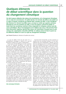 Quelques éléments de débat scientifique dans la question du