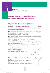 Brevet blanc no 1 : mathématiques, physique-chimie et