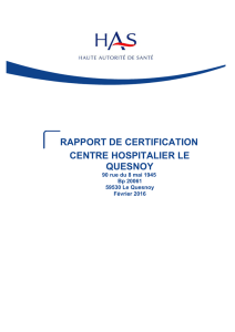 Rapport de certification - Centre Hospitalier Le Quesnoy