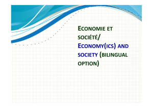 ECONOMIE ET SOCIÉTÉ/ ECONOMY(ICS) AND SOCIETY