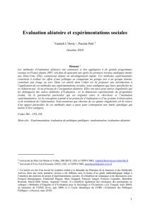 Evaluation aléatoire et expérimentations sociales