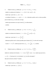 Suites « u f u » 1. Étudier la suite ( )n u définie par : 0 1 u ≥ et : 0, 1