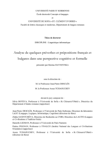 Analyse de quelques préverbes et prépositions français et bulgares