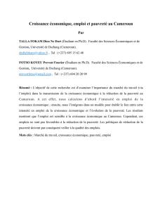 Croissance économique , emploi et pauvreté au cameroun