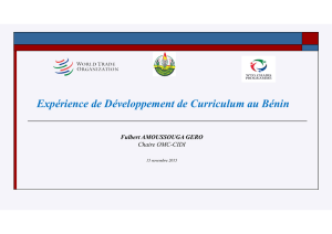 Expérience de Développement de Curriculum au Bénin