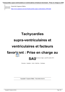 Tachycardies supra-ventriculaires et - Urgences