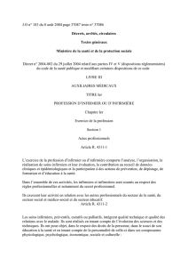 Code de santé publique - Les actes professionnels d`infirmiers et d