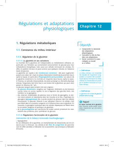 Chapitre 12 "Régulations et adaptations physiologiques"