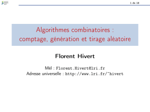 Algorithmes combinatoires : comptage, génération et tirage aléatoire