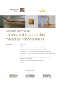 Le cuivre à l`assaut des maladies nosocomiales
