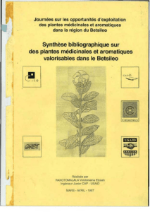 Synthèse bibliographique sur des plantes