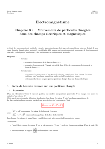 Électromagnétisme Chapitre 3 : Mouvements de particules chargées