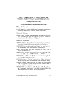liste des mémoires de maîtrise et thèses de doctorat acceptées en