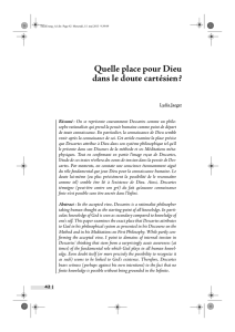 Quelle place pour Dieu dans le doute cartésien?