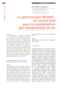 La spectroscopie HR-MAS : un nouvel outil pour la caractérisation