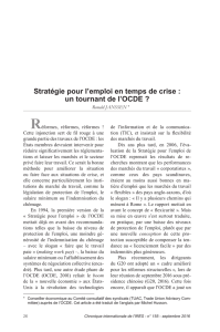 Stratégie pour l`emploi en temps de crise : un tournant de l`OCDE ?