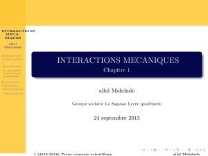 INTERACTIONS MECANIQUES - Chapitre 1