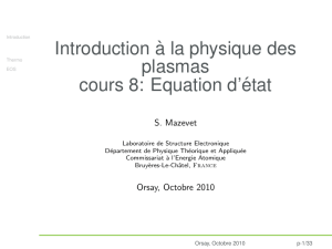 Introduction à la physique des plasmas cours 8: Equation d`état