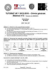 TUTORAT UE 1 2015-2016 – Chimie générale