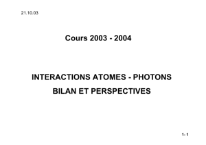 Cours 2003 - 2004 INTERACTIONS ATOMES