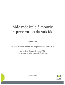 mémoire « Aide médicale à mourir et prévention du suicide