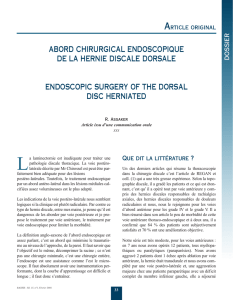 abord chirurgical endoscopique de la hernie discale dorsale