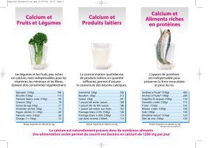 Calcium et Fruits et Légumes Calcium et Produits laitiers Calcium et