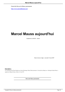 Marcel Mauss aujourd`hui - Revue du MAUSS permanente