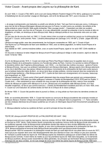 Victor Cousin : Avant-propos des Leçons sur la philosophie de Kant.