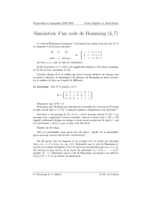 Simulation d`un code de Hamming (4,7)