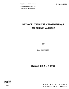 METHODE D`ANALYSE CALORIMETRIQUE EN REGIME