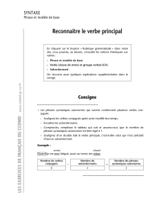 Reconnaître le verbe principal