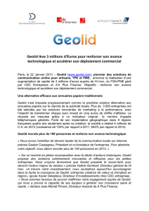 Geolid lève 3 millions d`Euros pour renforcer son avance