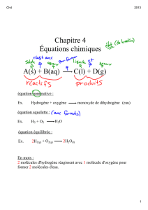 Chapitre 4 Équations chimiques