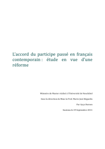 L`accord du participe passé en français contemporain : étude en vue