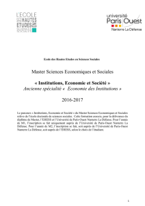 Master Sciences Economiques et Sociales &laquo; Institutions