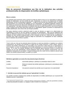 lignes directrices - Ordre des optométristes du Québec