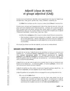 Adjectif (classe de mots) et groupe adjectival (GAdj)