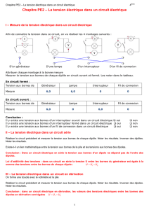 Chapitre PE2 La tension électrique dans un circuit électrique ( PDF